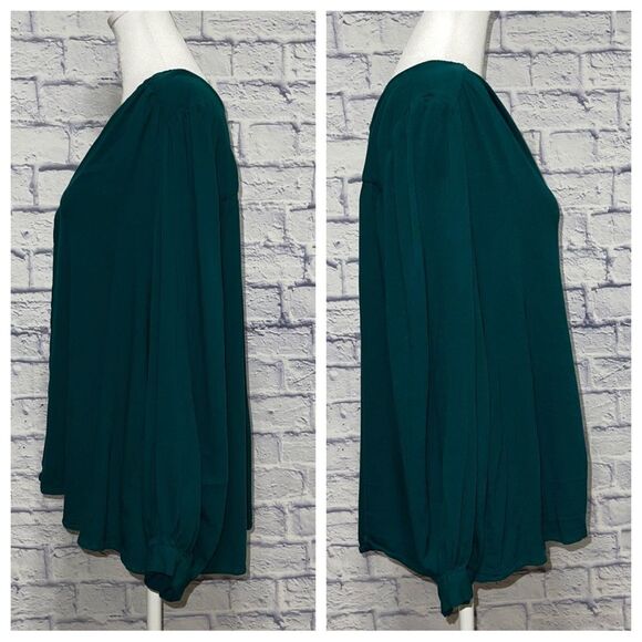 Eloquii green blouse button front‎ - Picture 3 of 11